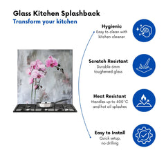 Pink Orchids Kitchen Splashback