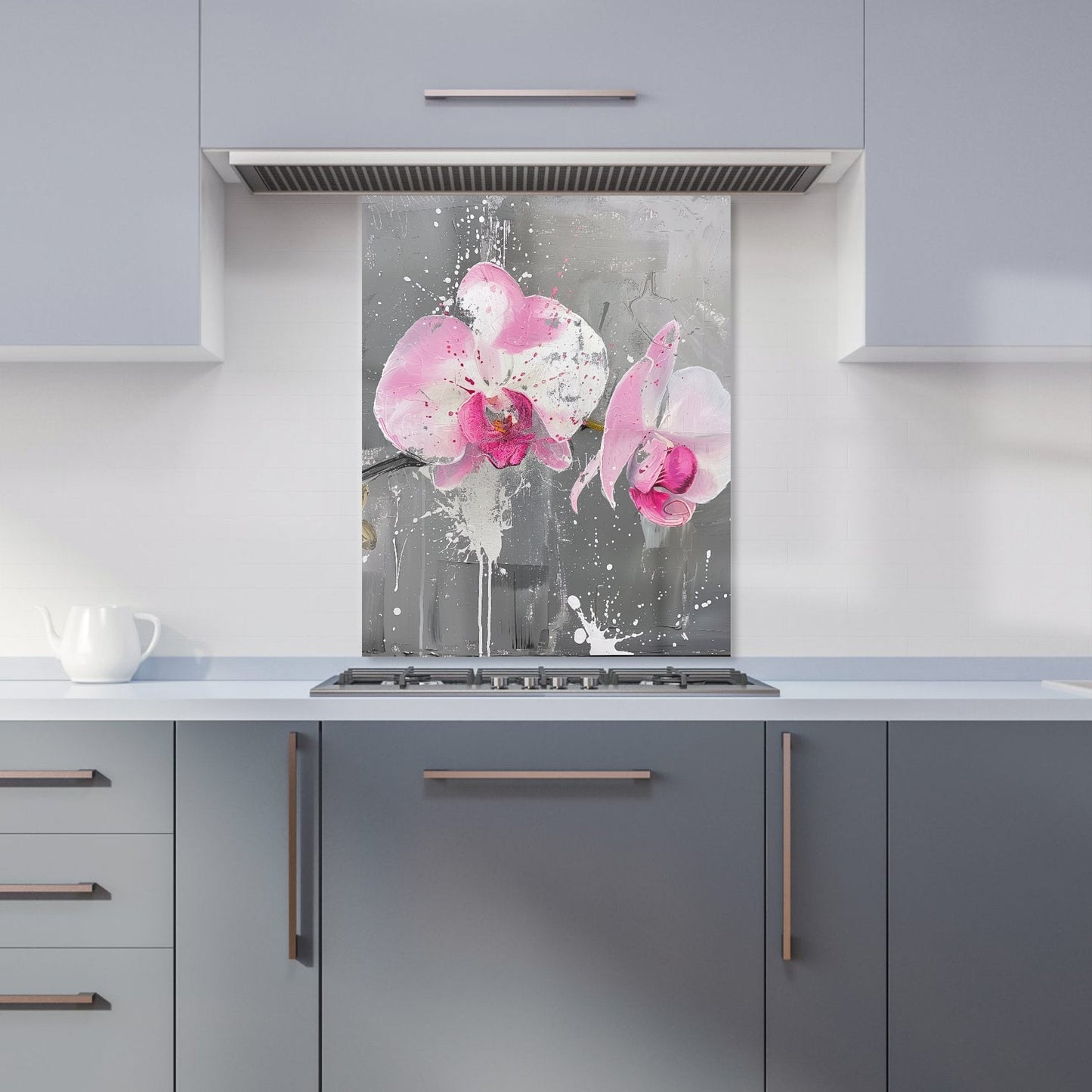 Pink Orchids Splashart Kitchen Splashback