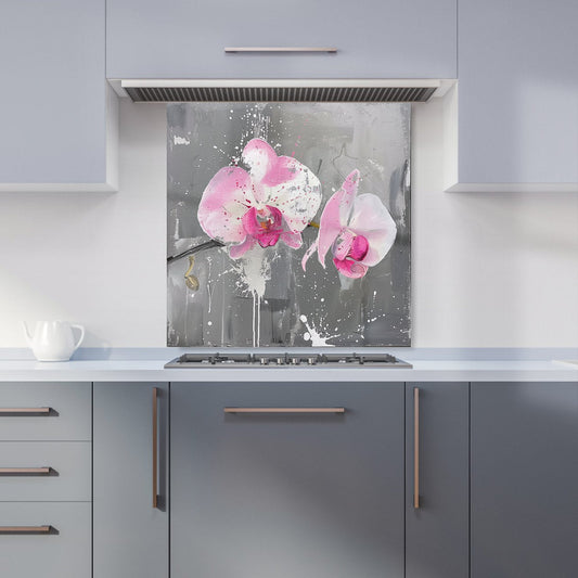 Pink Orchids Splashart Kitchen Splashback