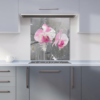 Pink Orchids Splashart Kitchen Splashback