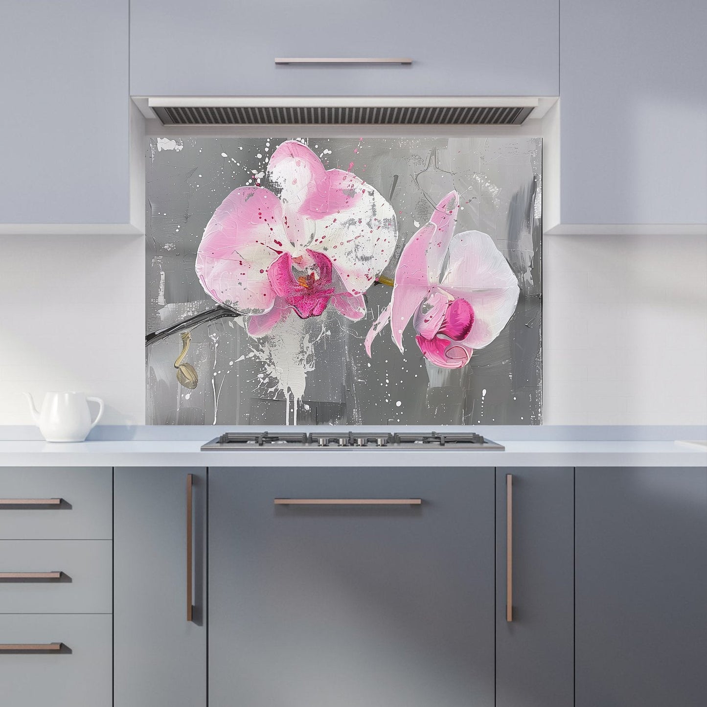 Pink Orchids Splashart Kitchen Splashback