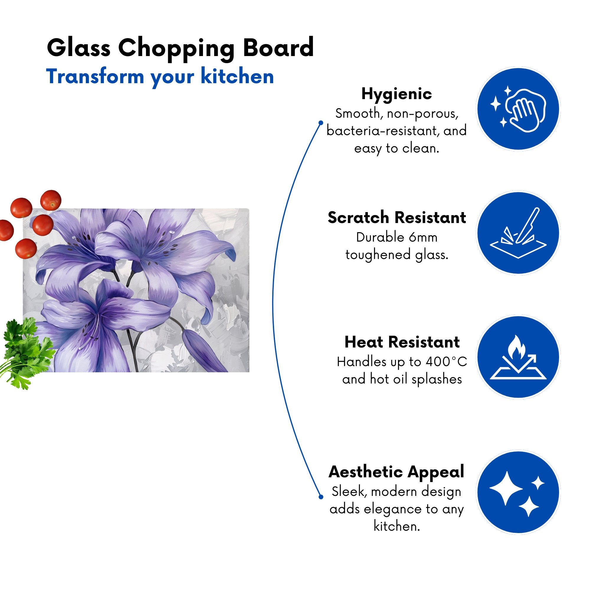 Purple Lilies Chopping Board