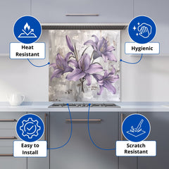 Purple Lilies In Bloom Kitchen Splashback