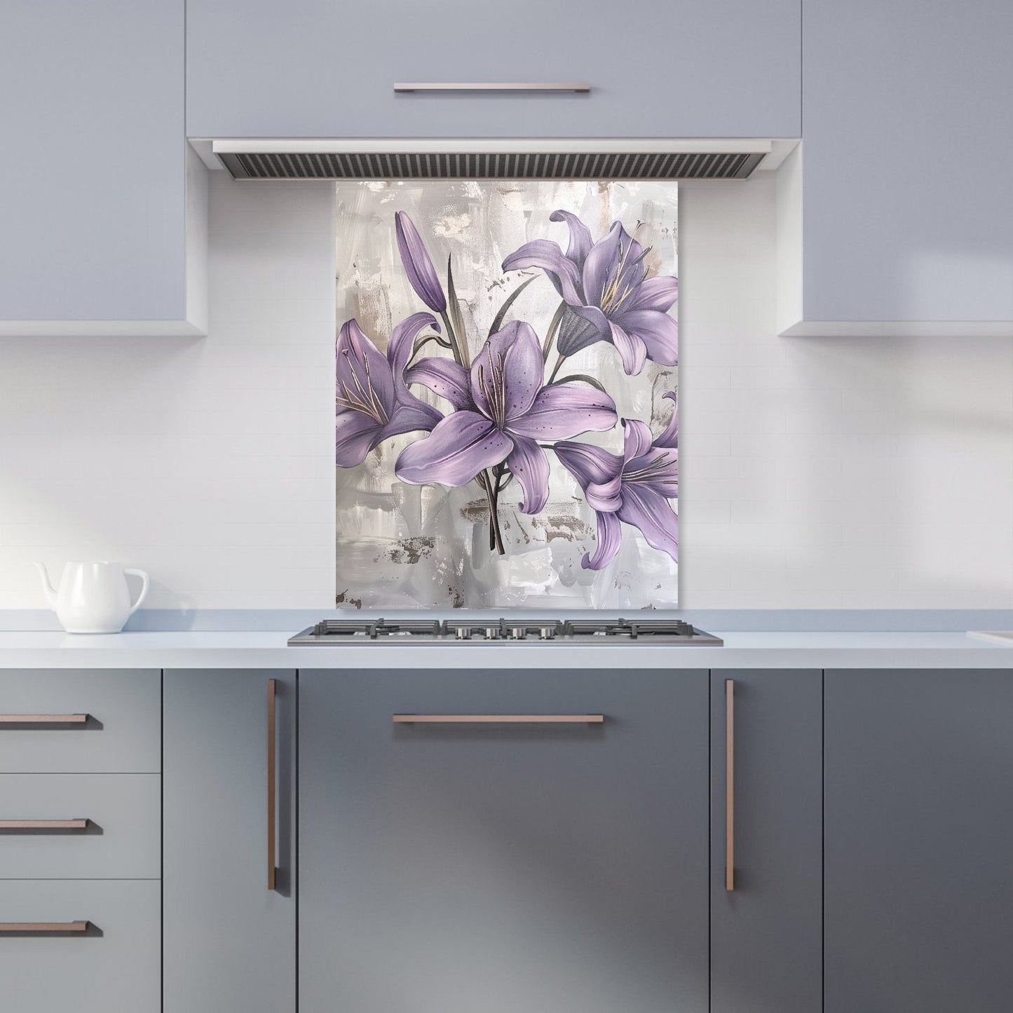 Purple Lilies In Bloom Kitchen Splashback