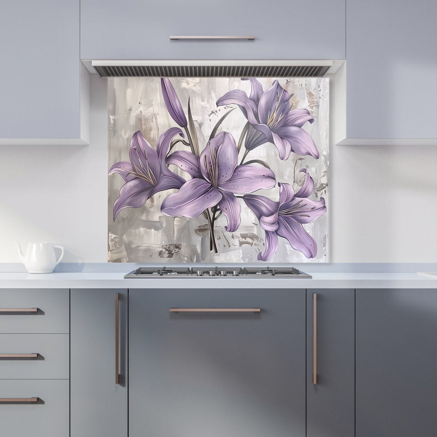 Purple Lilies In Bloom Kitchen Splashback