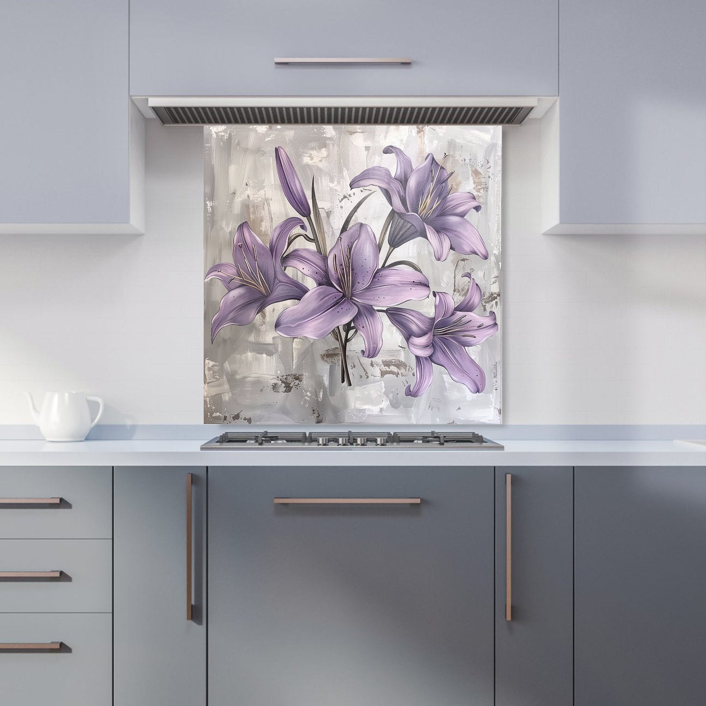 Purple Lilies In Bloom Kitchen Splashback