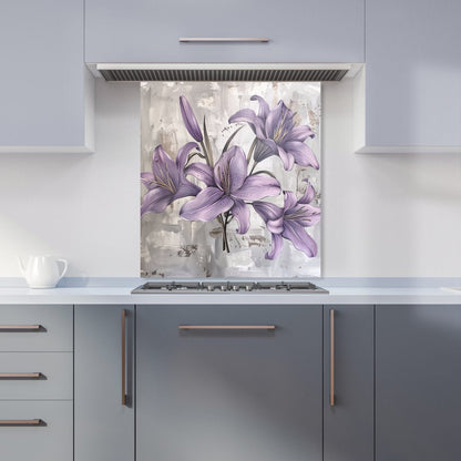 Purple Lilies In Bloom Kitchen Splashback