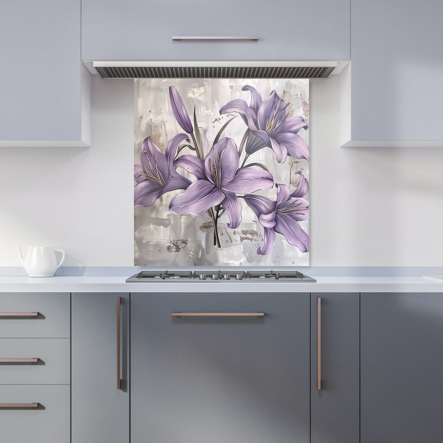 Purple Lilies In Bloom Kitchen Splashback