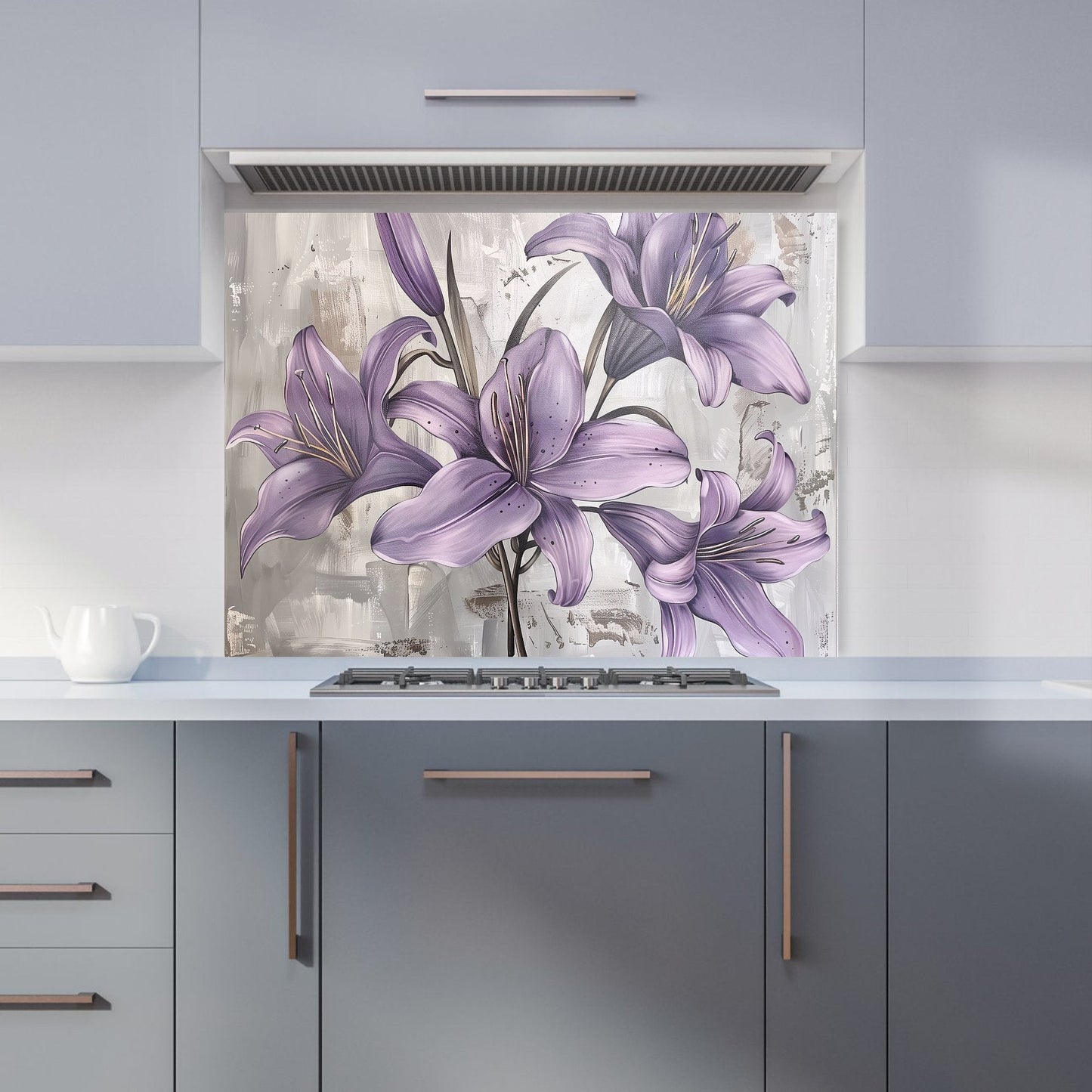 Purple Lilies In Bloom Kitchen Splashback