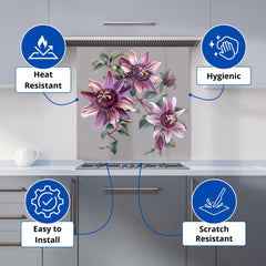 Purple Passion Flowers Kitchen Splashback