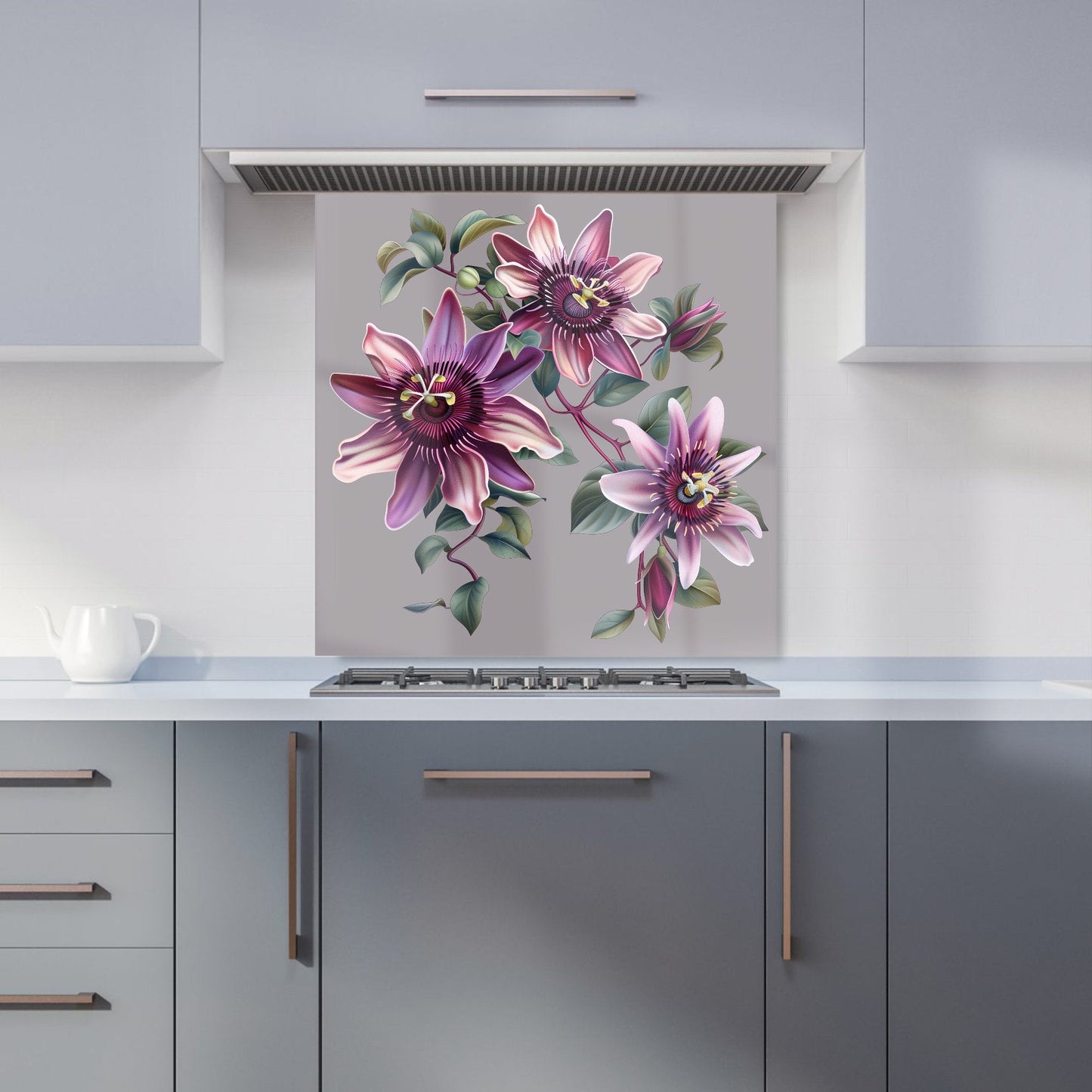 Purple Passion Flowers Kitchen Splashback