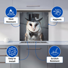 Owl In A Top Hat Kitchen Splashback