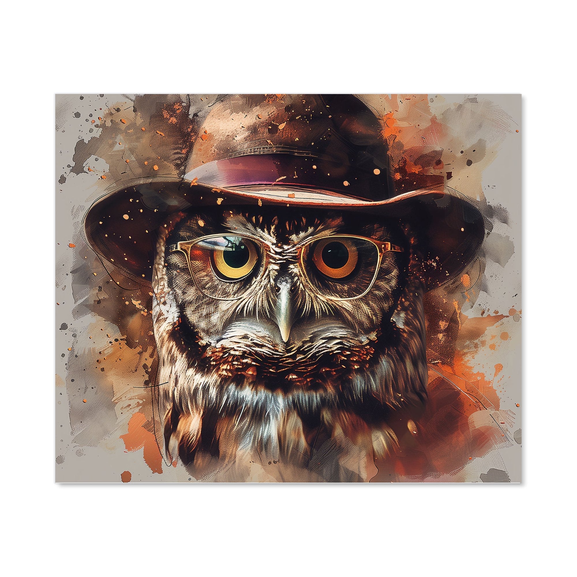 Owl With Hat And Glasses Kitchen Splashback