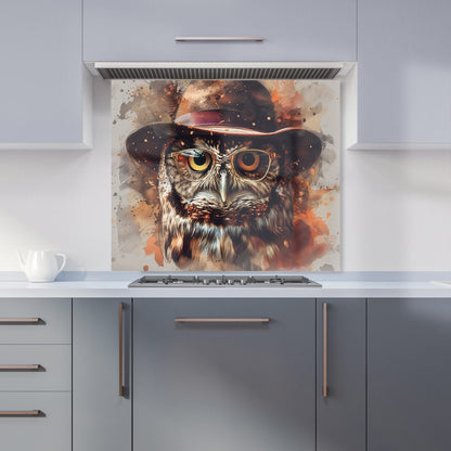 Owl With Hat And Glasses Kitchen Splashback