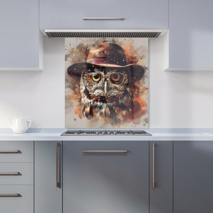 Owl With Hat And Glasses Kitchen Splashback