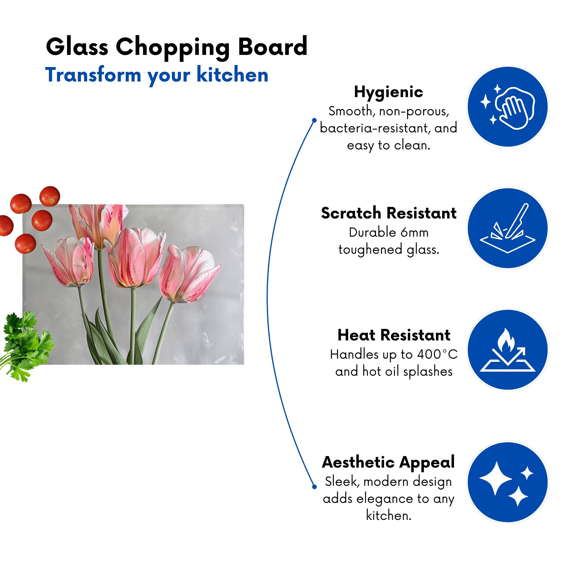 Painted Pink Tulips Chopping Board