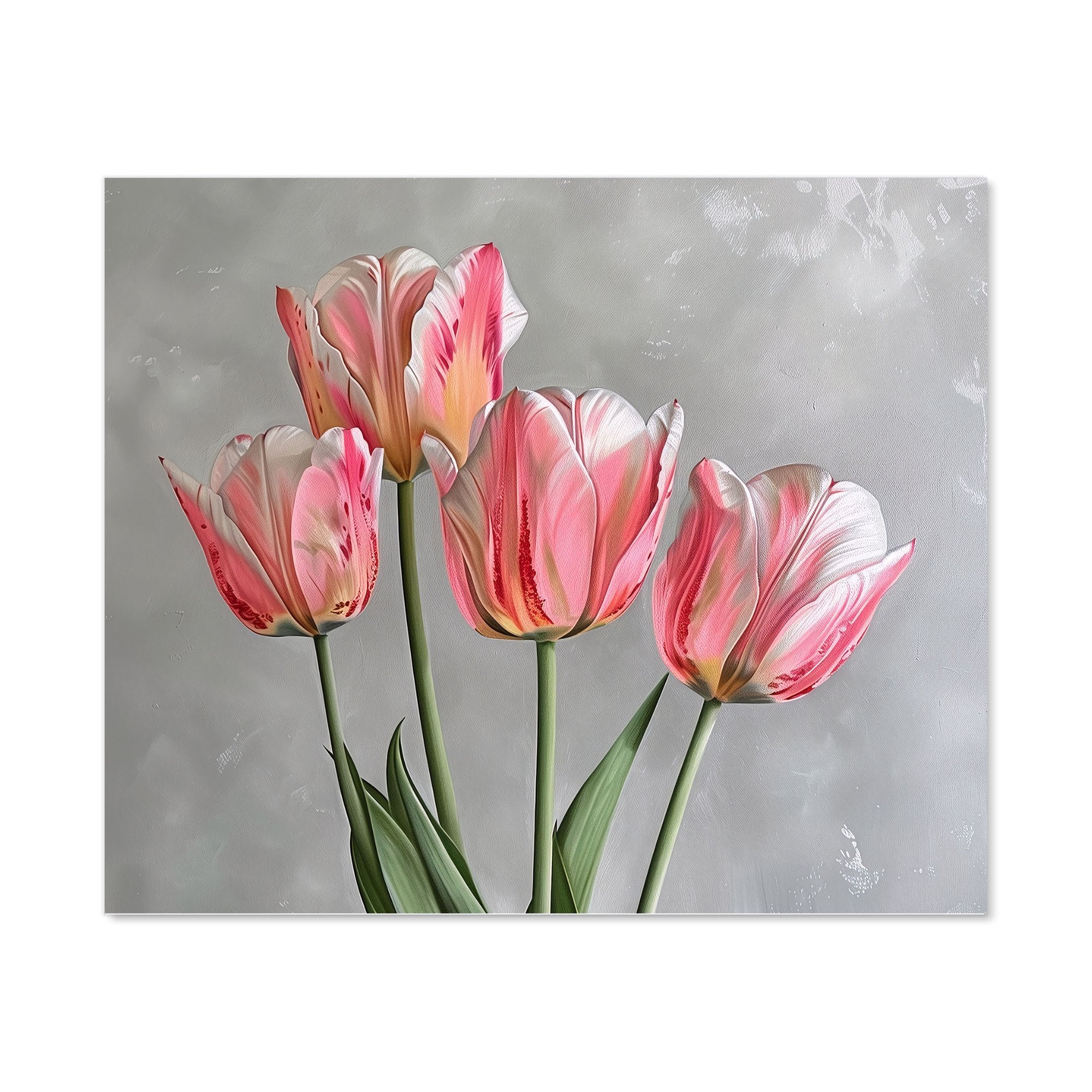 Painted Pink Tulips Kitchen Splashback