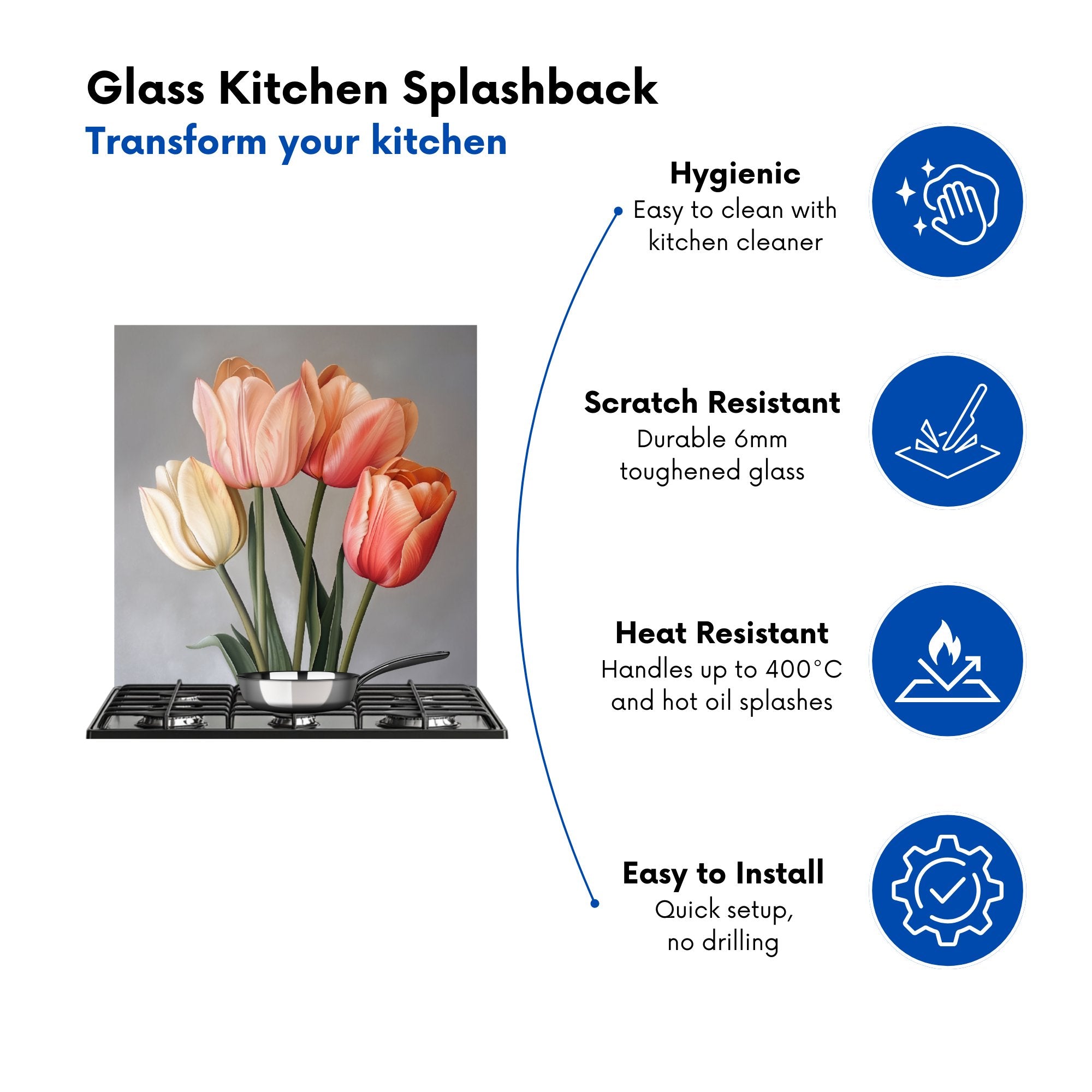 Spring Tulips Kitchen Splashback