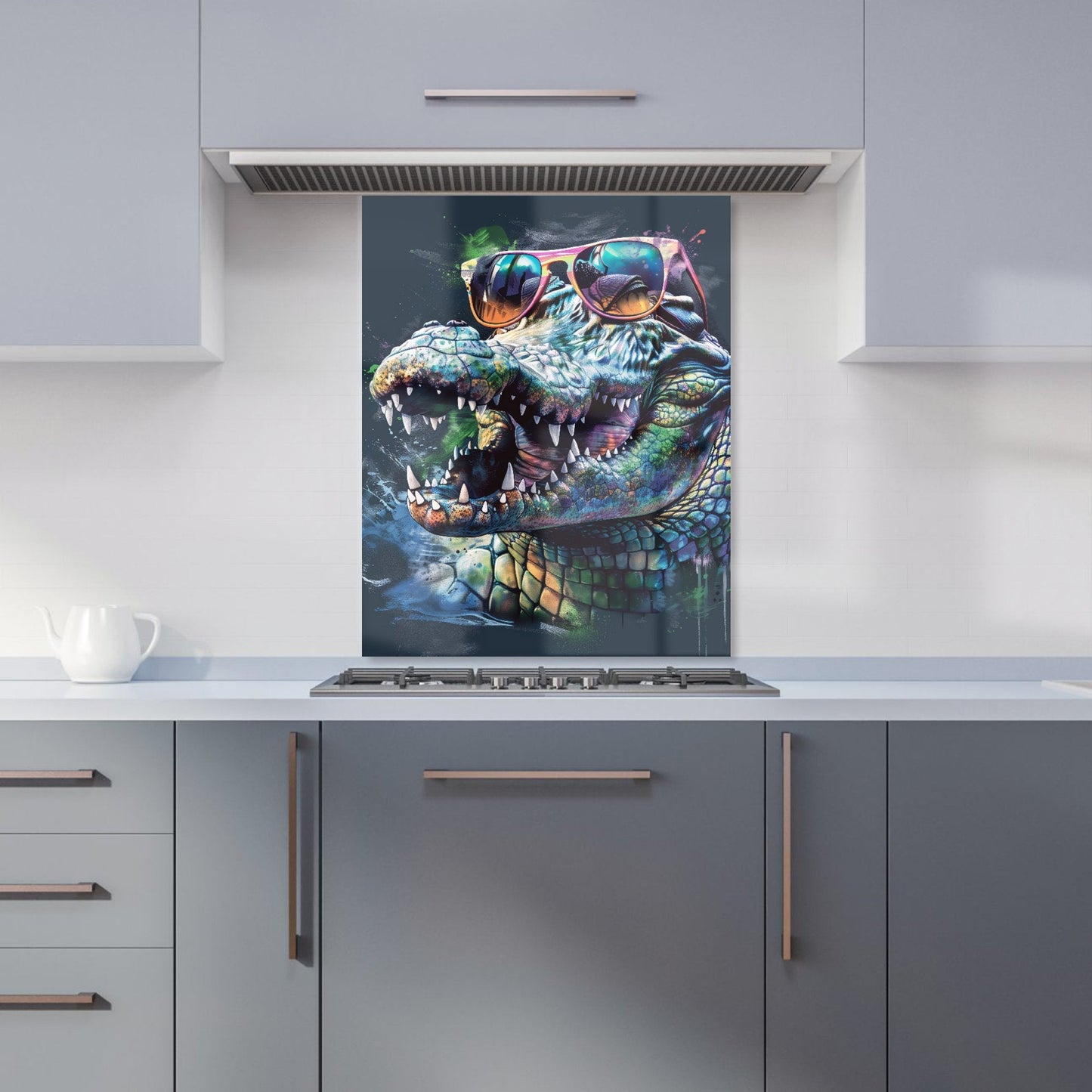 Crocodile In Glasses Splashart Kitchen Splashback