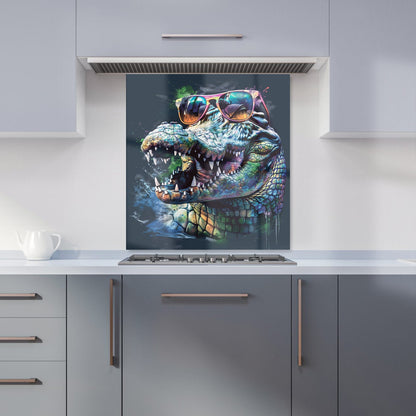 Crocodile In Glasses Splashart Kitchen Splashback