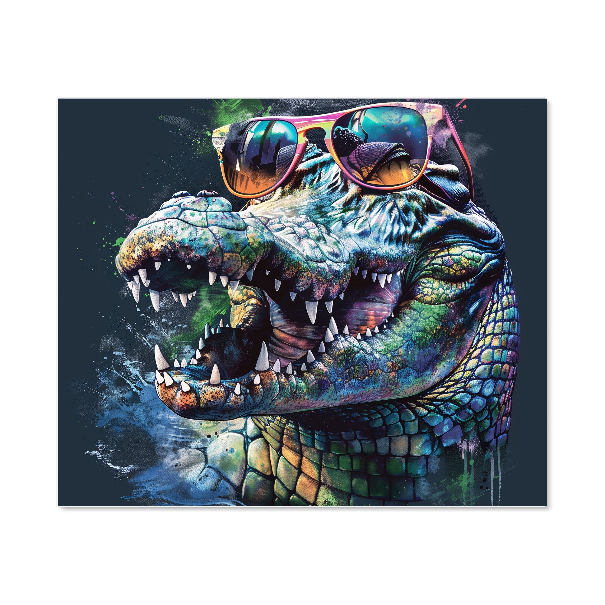 Crocodile In Glasses Splashart Kitchen Splashback