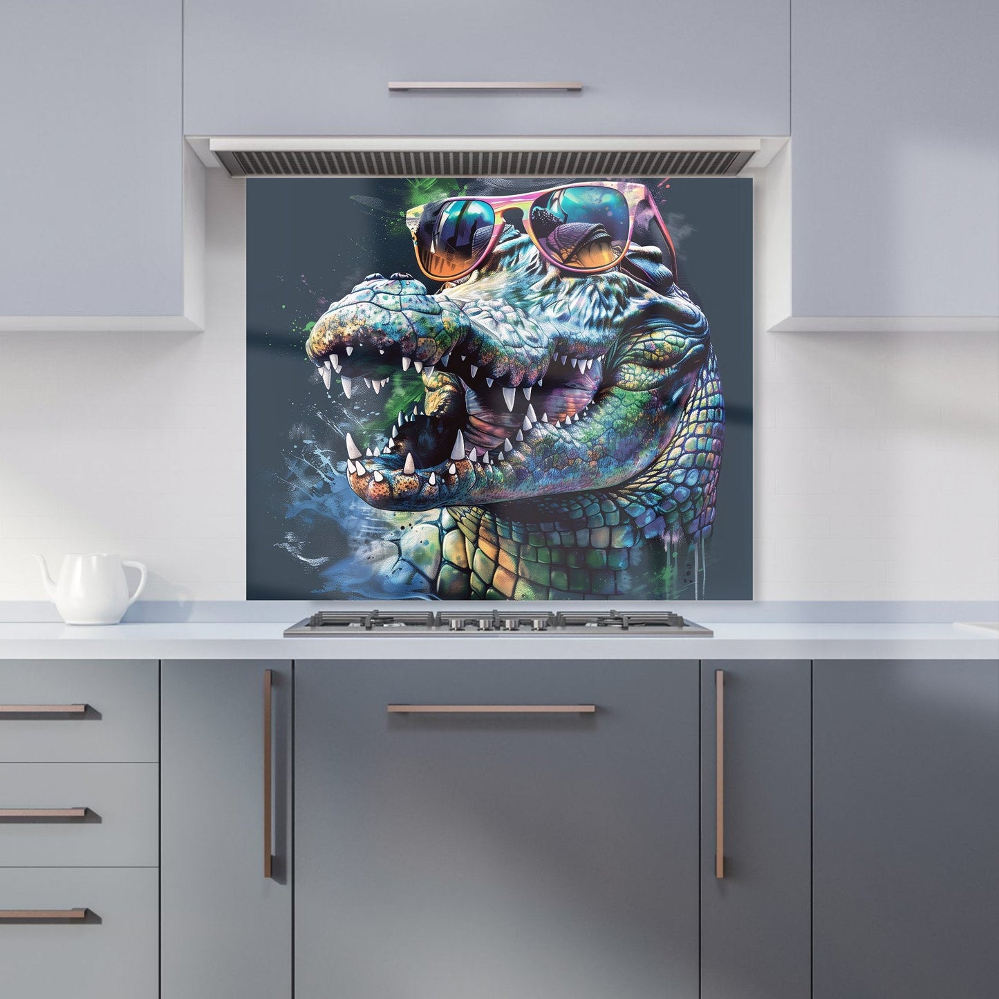 Crocodile In Glasses Splashart Kitchen Splashback