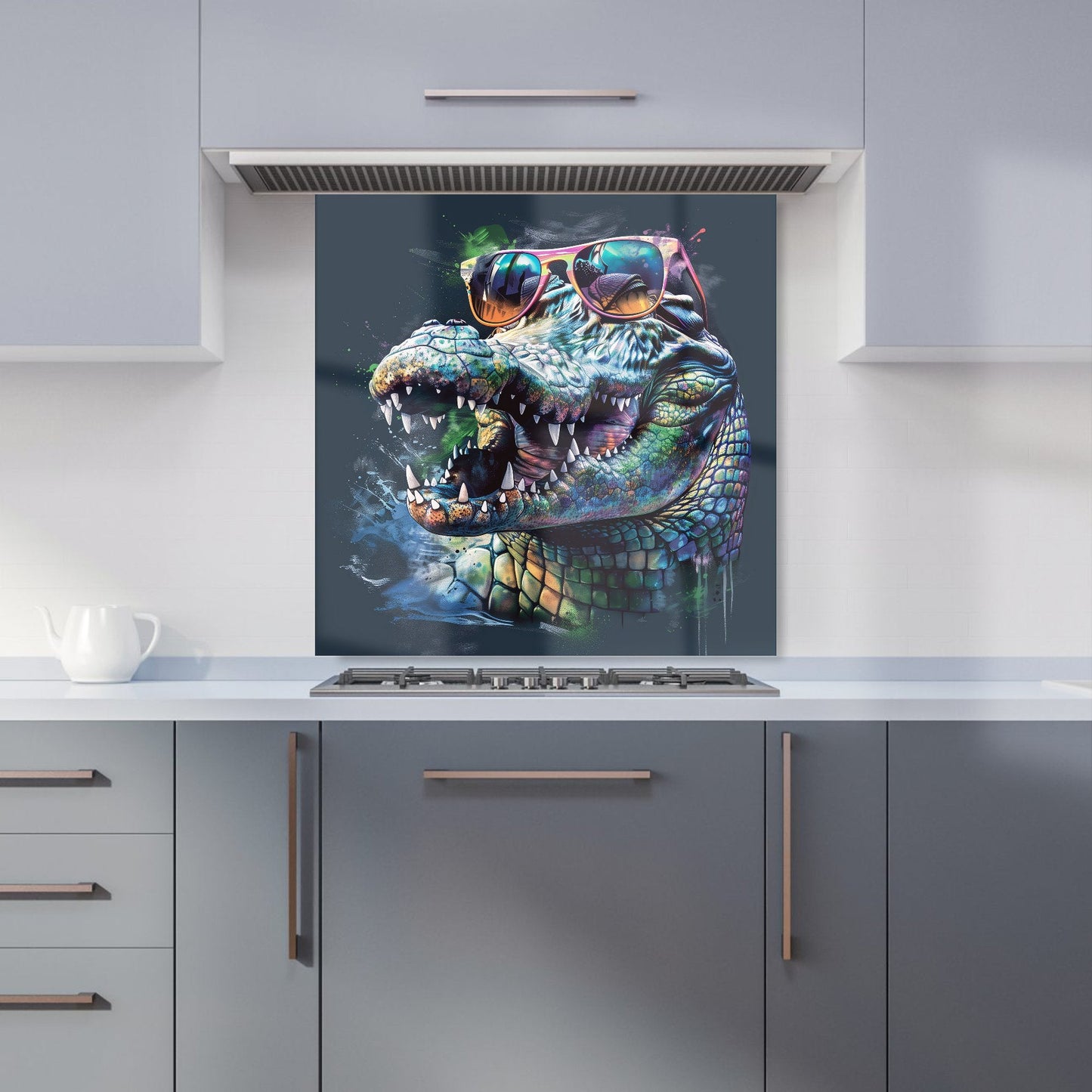 Crocodile In Glasses Splashart Kitchen Splashback