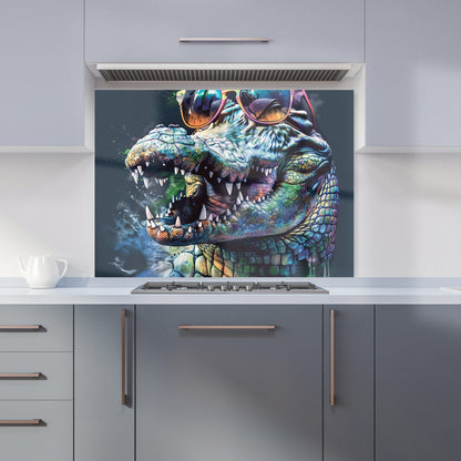 Crocodile In Glasses Splashart Kitchen Splashback