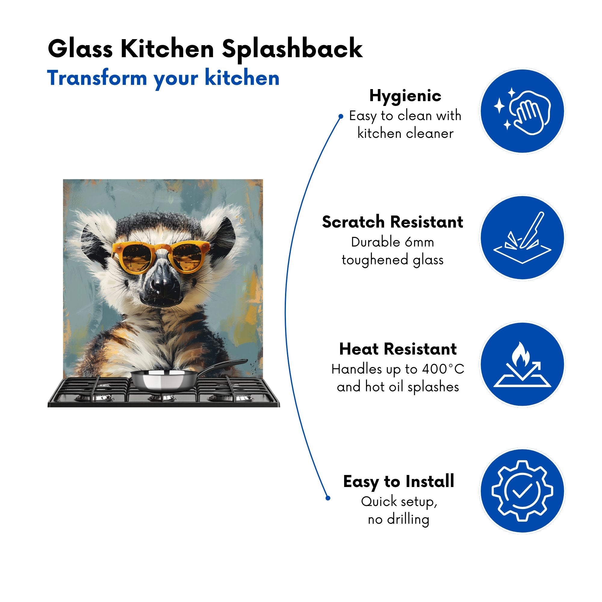 Lemur In Glasses Kitchen Splashback