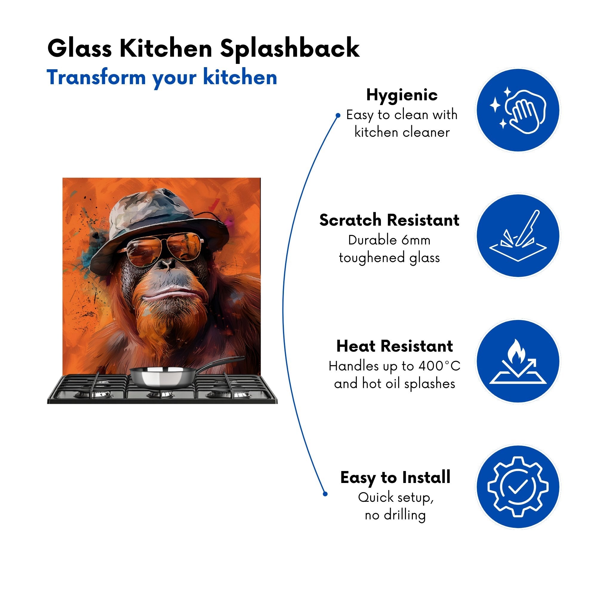 Orangutan In Glasses Kitchen Splashback