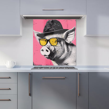 Pig In A Hat And Glasses Kitchen Splashback