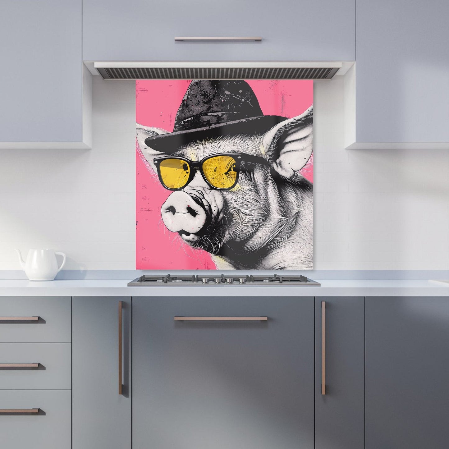 Pig In A Hat And Glasses Kitchen Splashback