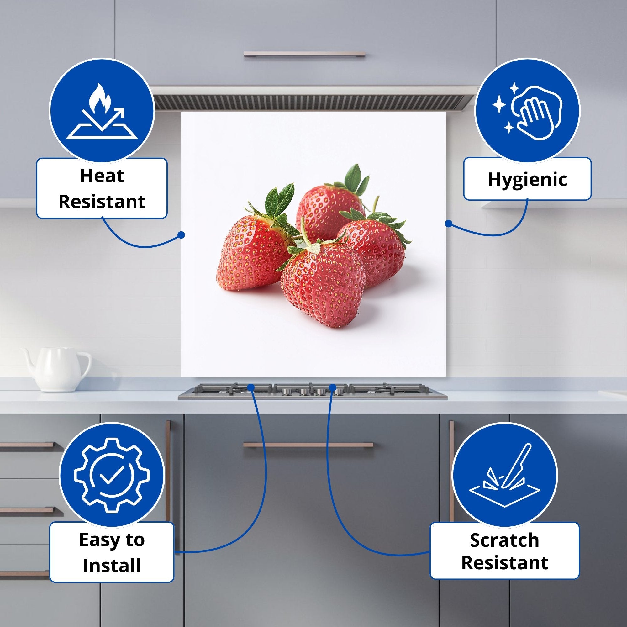 Cluster of Fresh Strawberries Kitchen Splashback
