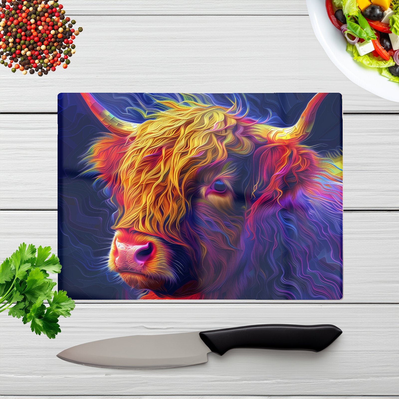 Vibrant Highland Cow Chopping Board