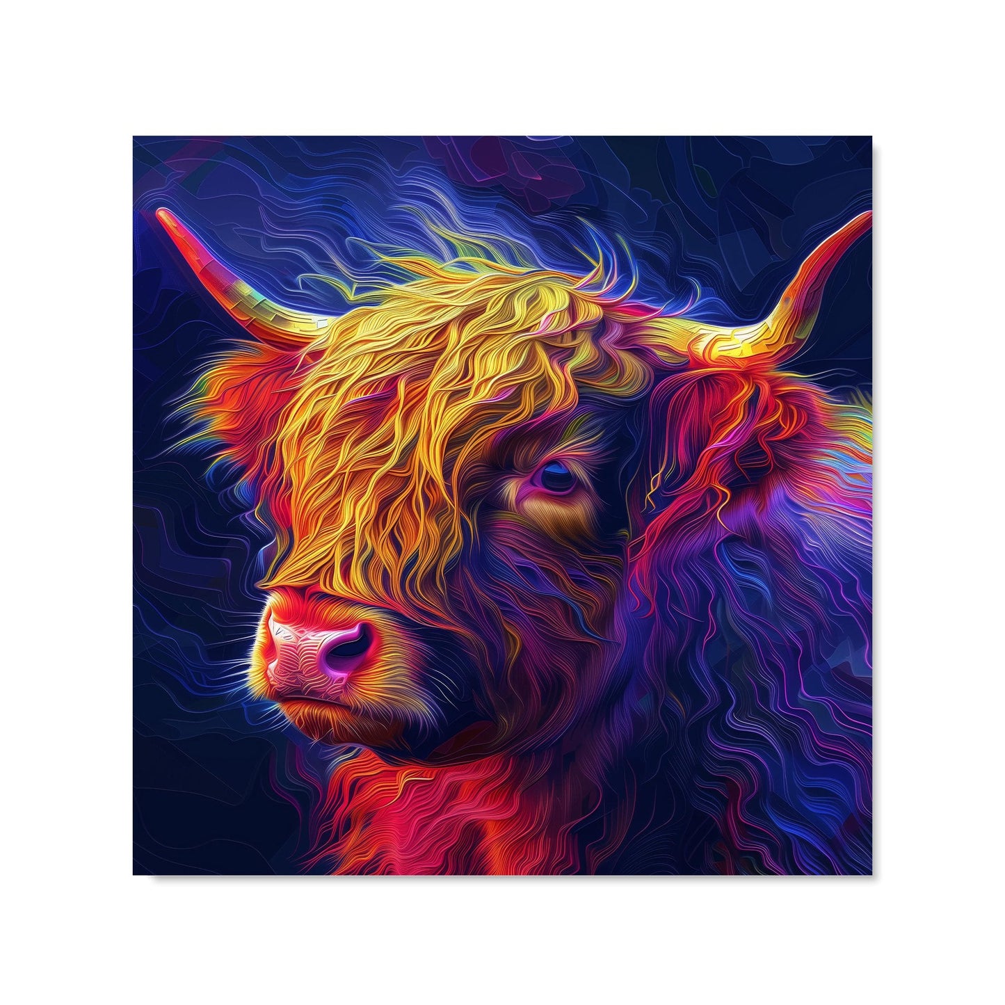 Vibrant Highland Cow Kitchen Splashback