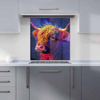 Vibrant Highland Cow Kitchen Splashback