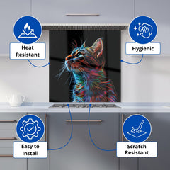 Electric Cat Whiskers Kitchen Splashback
