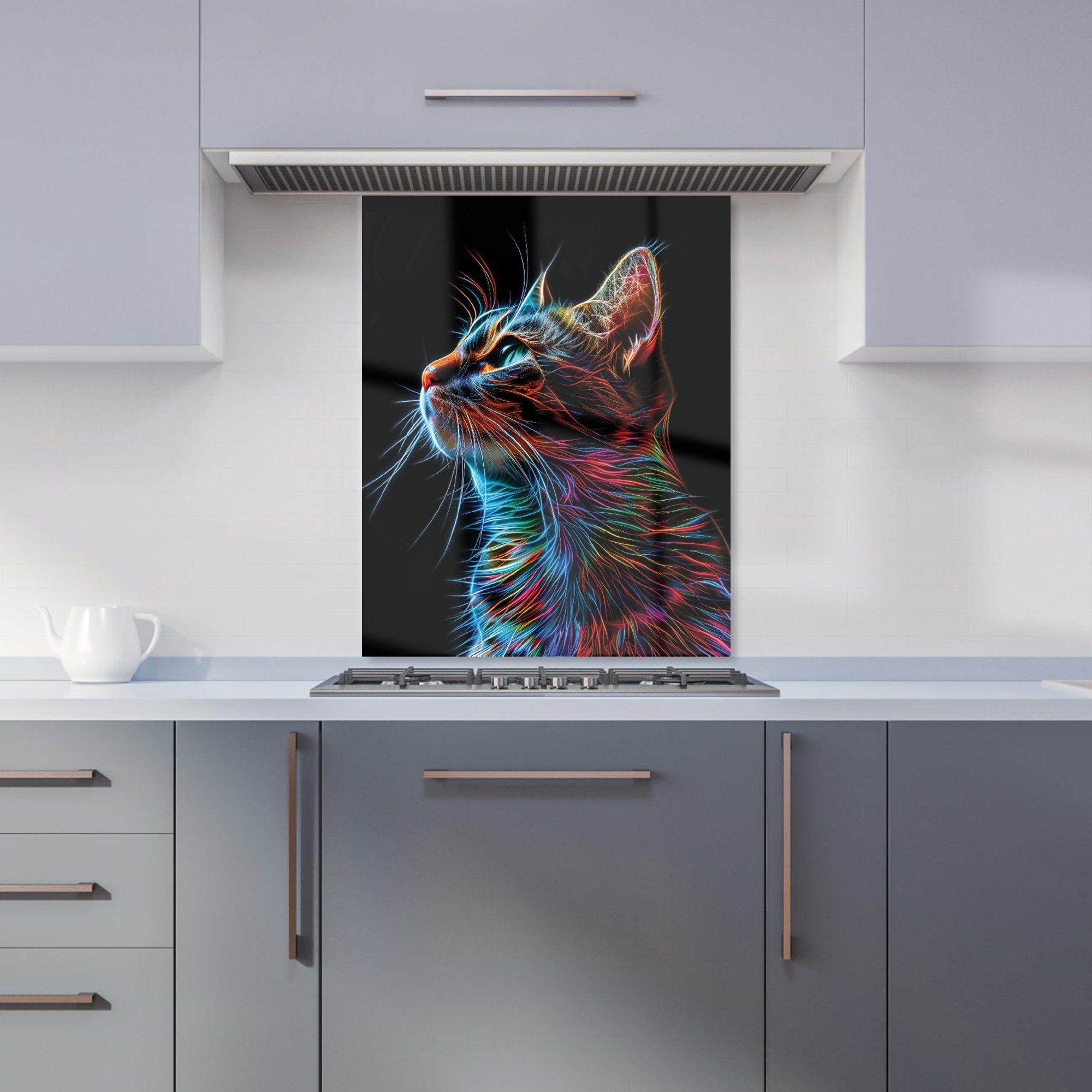 Electric Cat Whiskers Kitchen Splashback