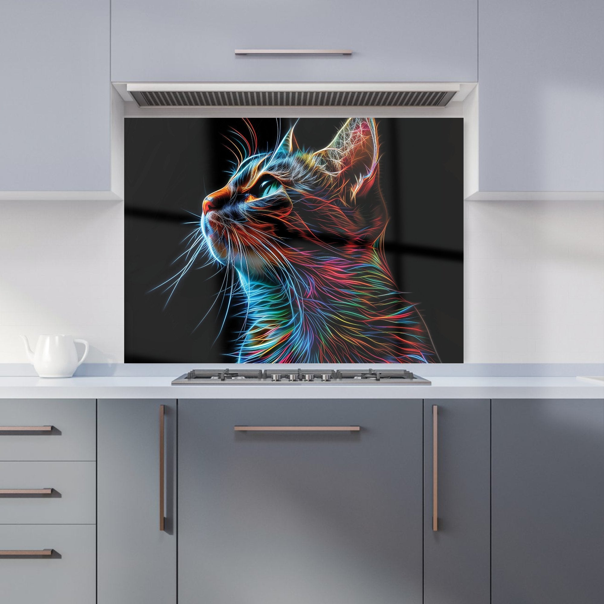 Electric Cat Whiskers Kitchen Splashback