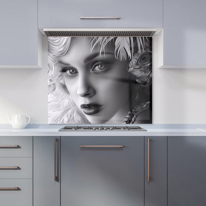 Glamorous Monochrome Diva Kitchen Splashback