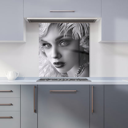 Glamorous Monochrome Diva Kitchen Splashback