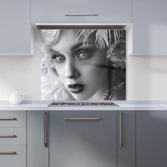 Glamorous Monochrome Diva Kitchen Splashback