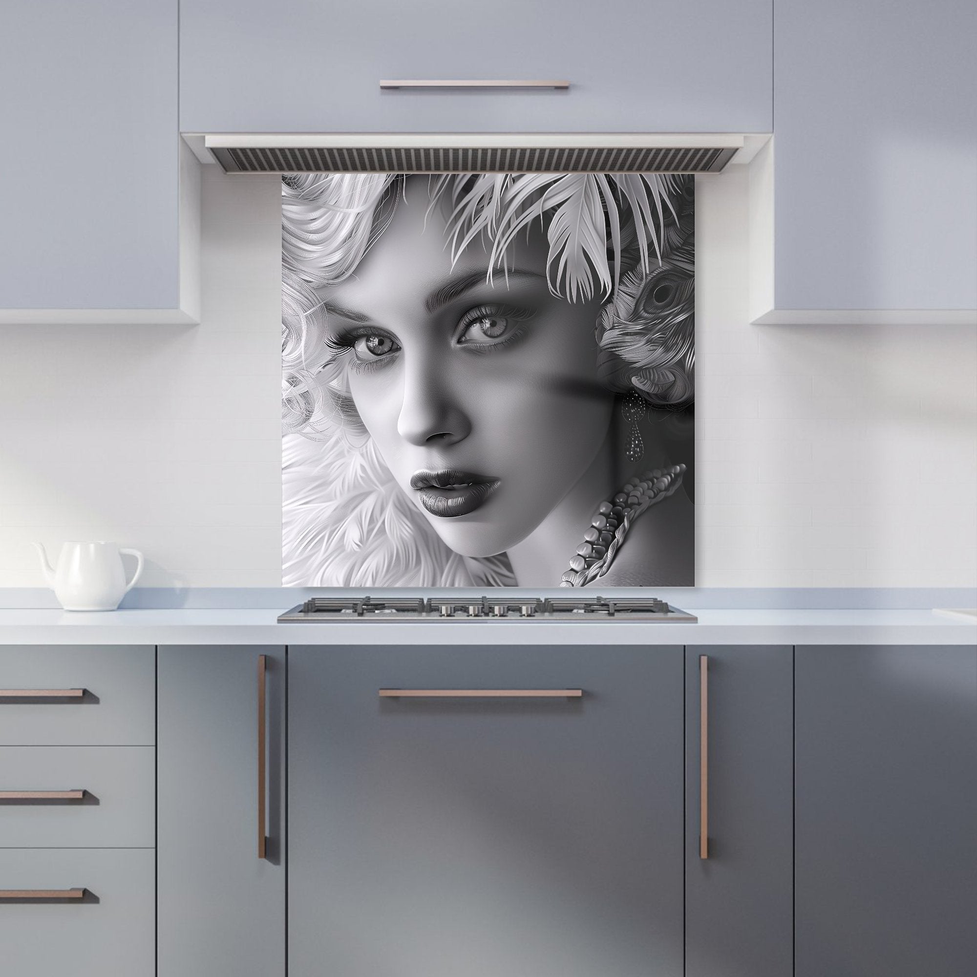 Glamorous Monochrome Diva Kitchen Splashback