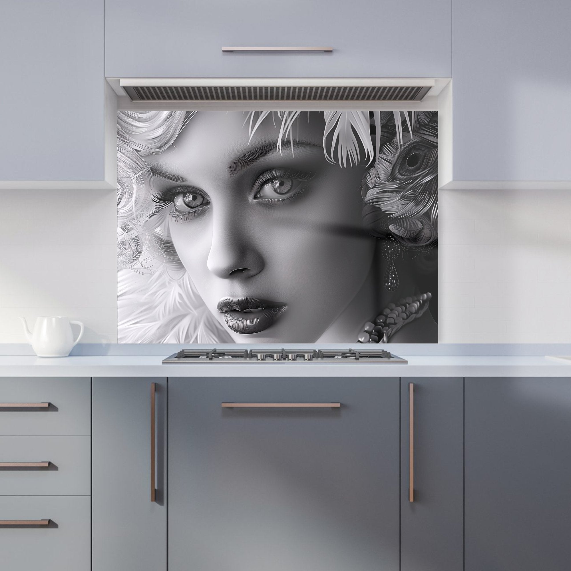 Glamorous Monochrome Diva Kitchen Splashback