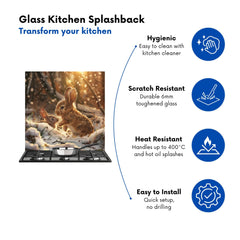 Winter Woodland Rabbits Kitchen Splashback