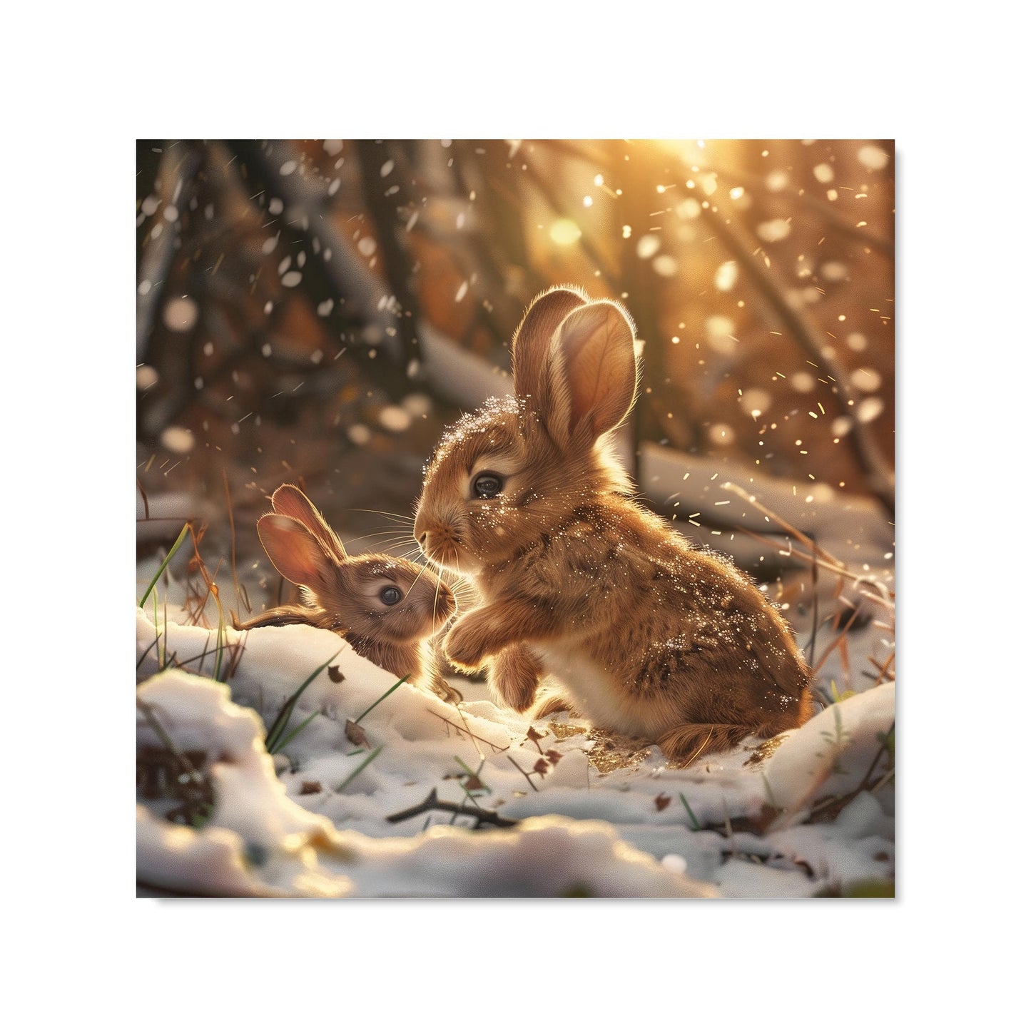 Winter Woodland Rabbits Kitchen Splashback