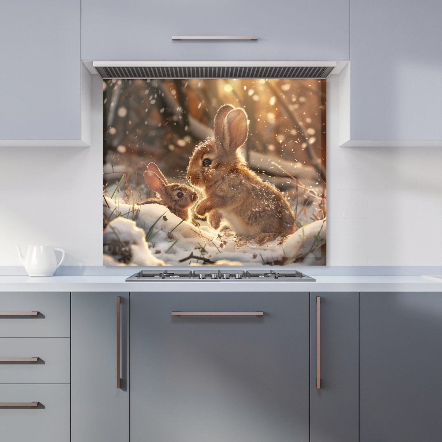 Winter Woodland Rabbits Kitchen Splashback