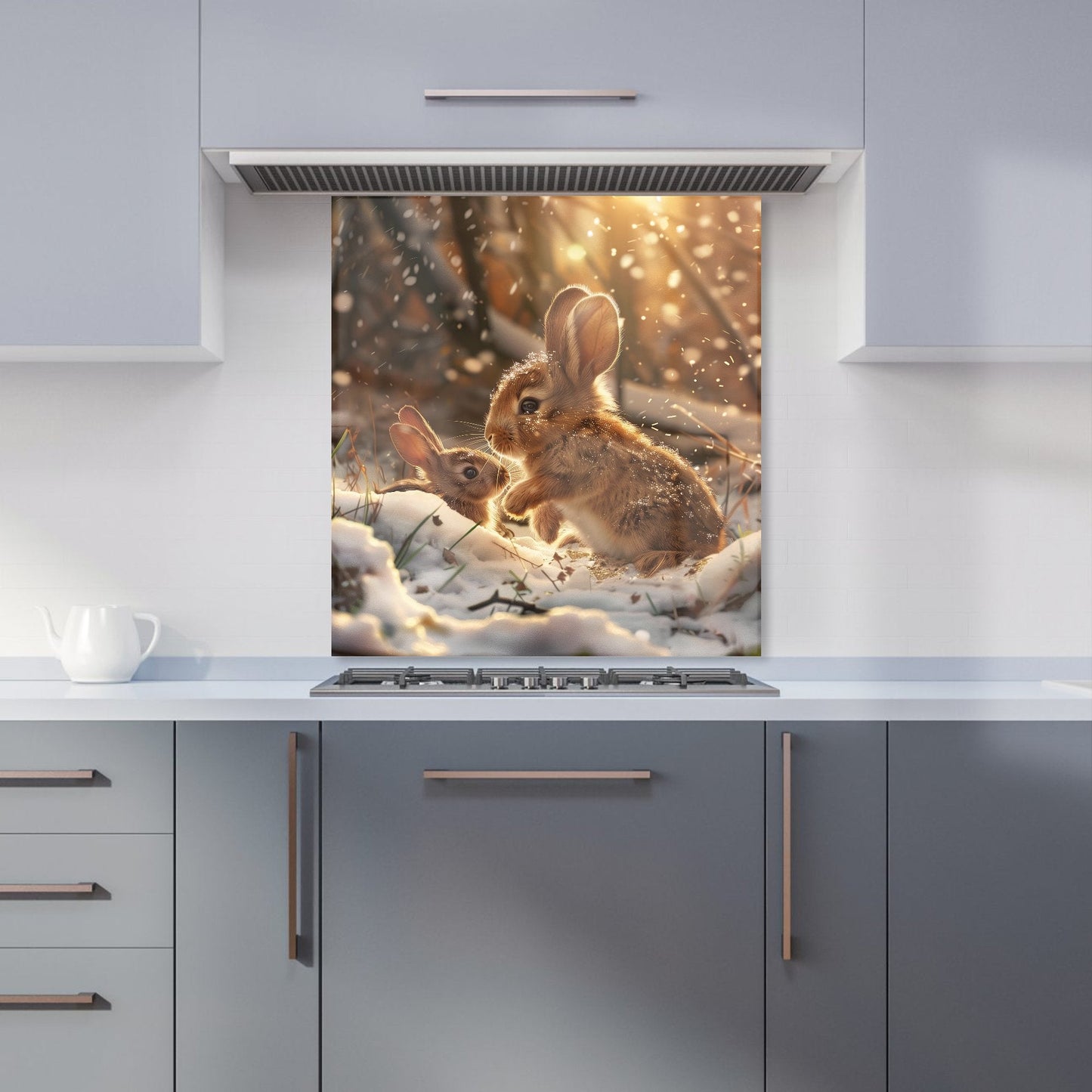 Winter Woodland Rabbits Kitchen Splashback