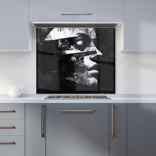 Fragmented Silhouette in Black and White Kitchen Splashback