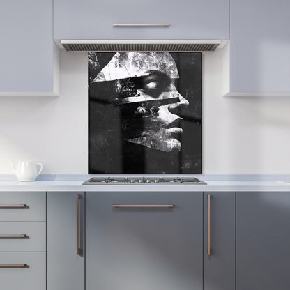 Fragmented Silhouette in Black and White Kitchen Splashback